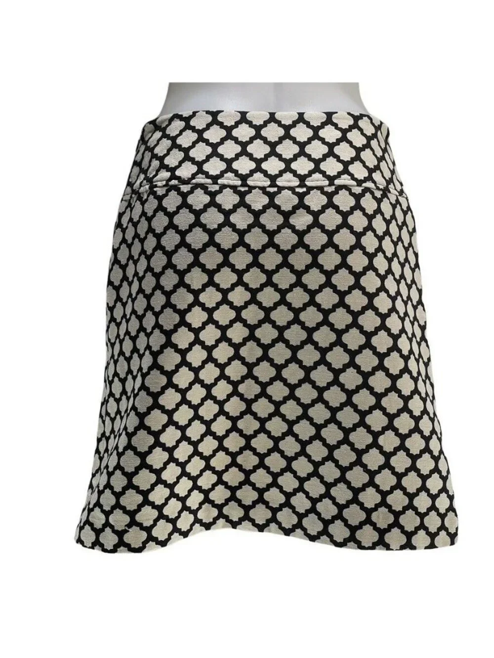 Talbots Petite 6P Black & Cream Patterned A-Line Skirt